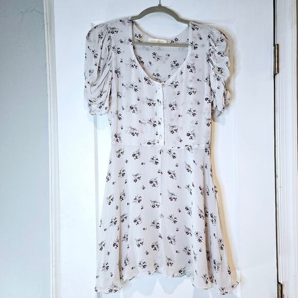 LoveShackFancy Silk Floral Short Sleeve Mini Dress - Picture 1 of 8